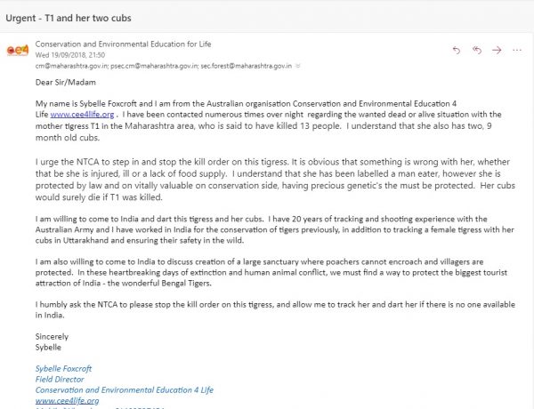T1 letter to Maharashtra